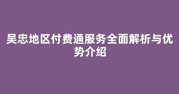 吴忠地区付费通服务全面解析与优势介绍