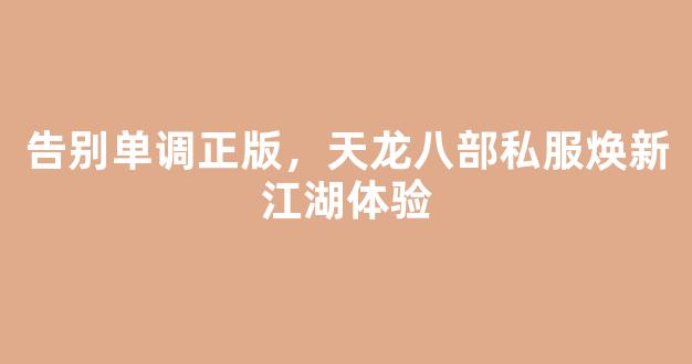 告别单调正版，天龙八部私服焕新江湖体验