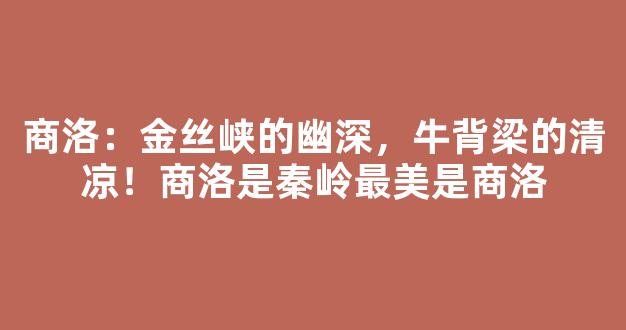 商洛：金丝峡的幽深，牛背梁的清凉！商洛是秦岭最美是商洛