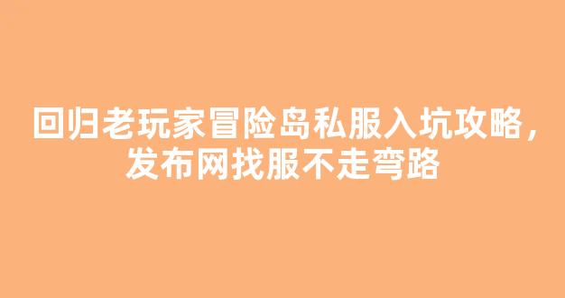 回归老玩家冒险岛私服入坑攻略，发布网找服不走弯路