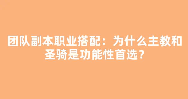 团队副本职业搭配：为什么主教和圣骑是功能性首选？