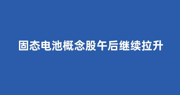 固态电池概念股午后继续拉升(有关固态电池概念股一览)_https://www.lclxwz.com_大商所_第1张