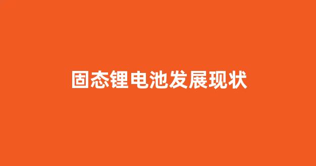 固态锂电池发展现状(固态锂电池的发展前景)_https://www.hn-life.com_深交所_第1张