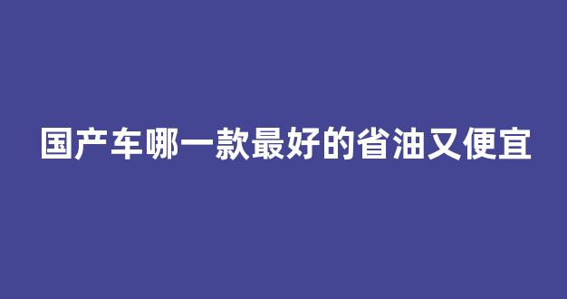 国产车哪一款最好的省油又便宜(国产车哪款最省油)_https://www.hhem8.com_上交所_第1张