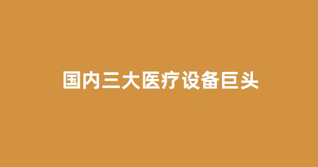国内三大医疗设备巨头(国内三大医疗器械巨头)_https://www.heiljjianzu.com_深交所_第1张