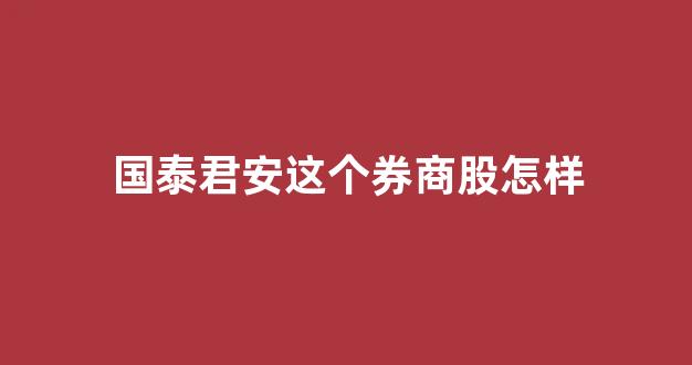 国泰君安这个券商股怎样(国泰君安 券商)_https://www.eamstsz.com_深交所_第1张