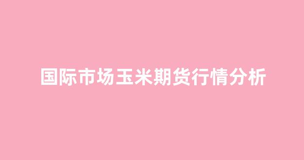 国际市场玉米期货行情分析