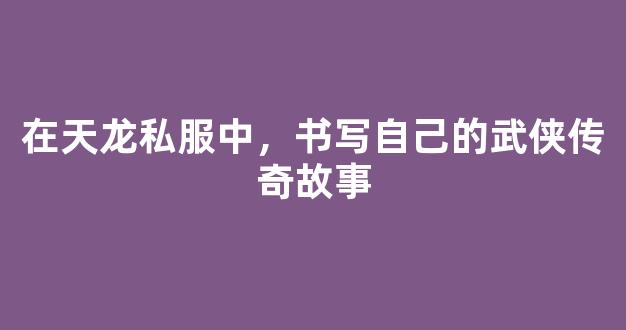 在天龙私服中，书写自己的武侠传奇故事