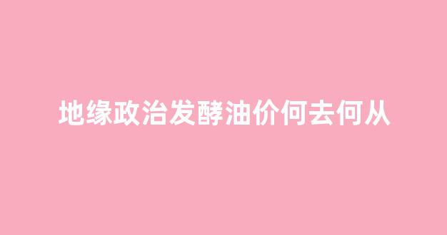 地缘政治发酵油价何去何从_地缘政治最新