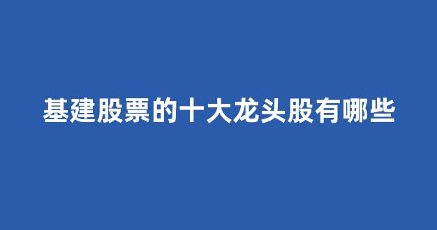 基建股票的十大龙头股有哪些(基建股票有哪些龙头股份2021)_https://www.hn-life.com_科创板_第1张