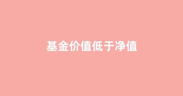 基金市价低于净值_基金价值低于净值