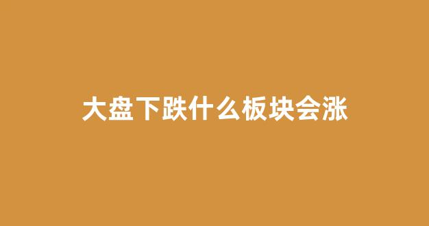大盘下跌什么板块会涨(大盘 下跌)_https://www.jumanxin.com_深交所_第1张