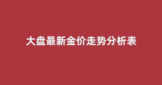 大盘最新金价走势分析表_金价大盘指数