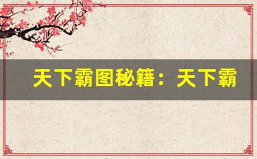 天下霸图秘籍：天下霸图游戏秘籍与攻略大全(天下霸图物品介绍)-第1张图片-我的生活随想