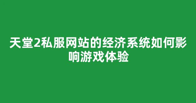 天堂2私服网站的经济系统如何影响游戏体验