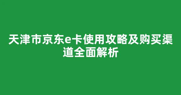 天津市京东e卡使用攻略及购买渠道全面解析