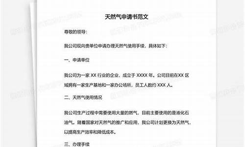 天然气价格调整申请书范文_天然气价格优惠申请怎么写