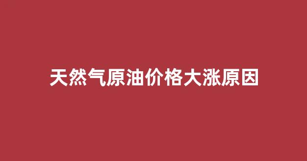 天然气价格暴涨原因_天然气原油价格大涨原因