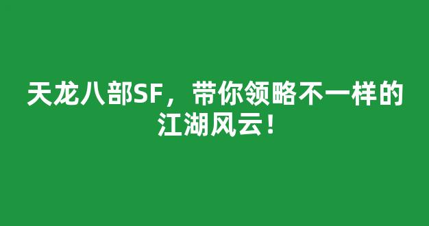 天龙八部SF，带你领略不一样的江湖风云！