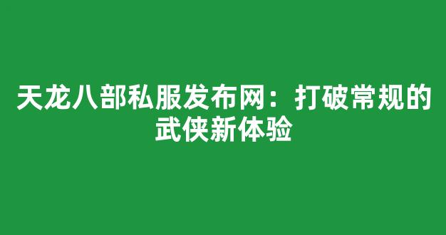天龙八部私服发布网：打破常规的武侠新体验
