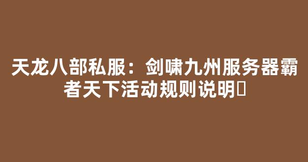 天龙八部私服：剑啸九州服务器霸者天下活动规则说明​