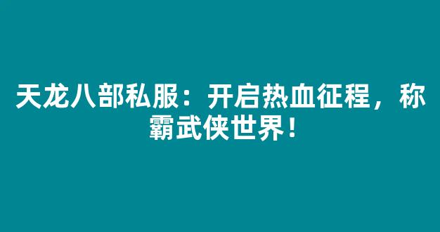 天龙八部私服：开启热血征程，称霸武侠世界！