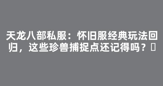 天龙八部私服：怀旧服经典玩法回归，这些珍兽捕捉点还记得吗？​