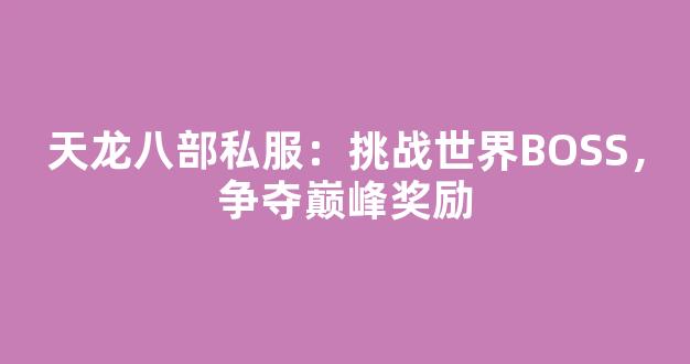 天龙八部私服：挑战世界BOSS，争夺巅峰奖励