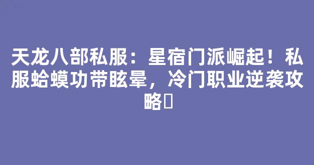 天龙八部私服：星宿门派崛起！私服蛤蟆功带眩晕，冷门职业逆袭攻略​