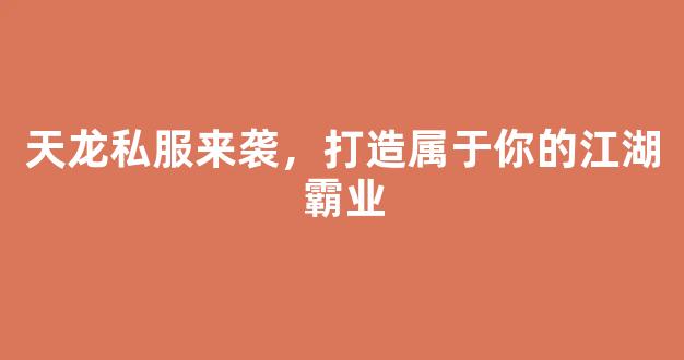 天龙私服来袭，打造属于你的江湖霸业