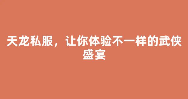 天龙私服，让你体验不一样的武侠盛宴