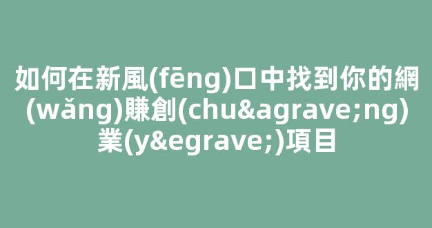 如何在新風(fēng)口中找到你的網(wǎng)賺創(chuàng)業(yè)項目 - 嚴(yán)選資源大全