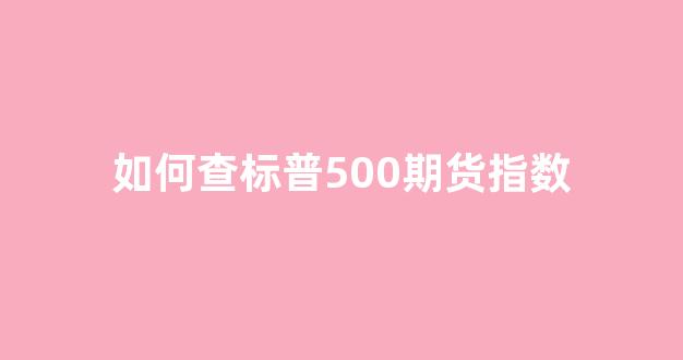 如何查标普500期货指数(如何查标普500期货指数交易)_https://www.jnskb.com_设计报价_第1张
