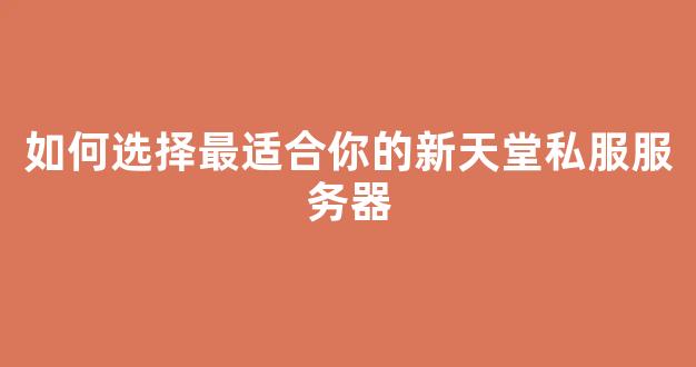 如何选择最适合你的新天堂私服服务器