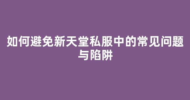 如何避免新天堂私服中的常见问题与陷阱