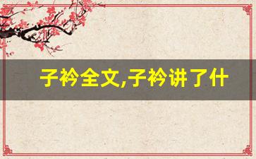 子衿全文,子衿讲了什么,子衿经典句子-第1张图片-我的生活随想