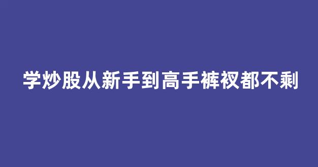 学炒股从新手到高手裤衩都不剩(零基础学炒股从新手到高手)_https://www.dongshengweixin.com_创业板_第1张