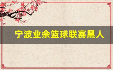 宁波业余篮球联赛黑人是谁-宁波业余篮球联赛黑人
