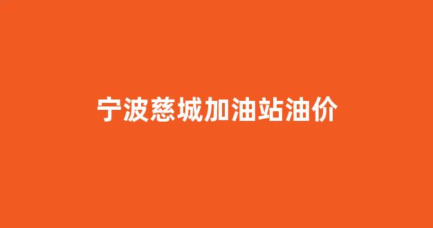宁波慈城加油站油价_慈溪城北加油站油怎么样