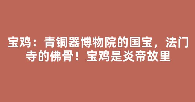 宝鸡：青铜器博物院的国宝，法门寺的佛骨！宝鸡是炎帝故里