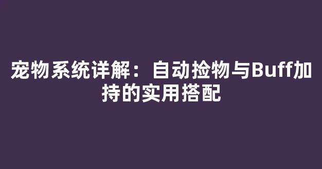 宠物系统详解：自动捡物与Buff加持的实用搭配