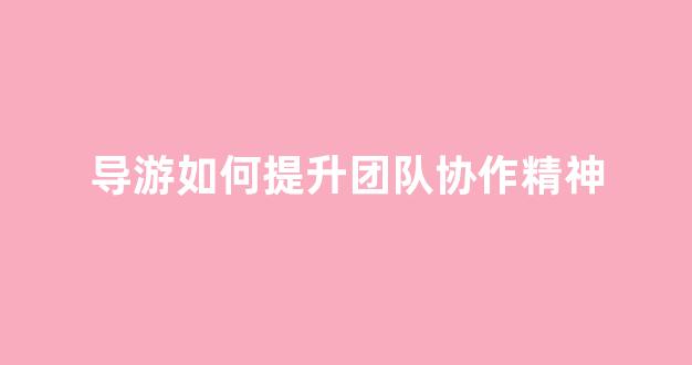导游如何提升团队协作精神(导游如何提升团队协作精神的方法)