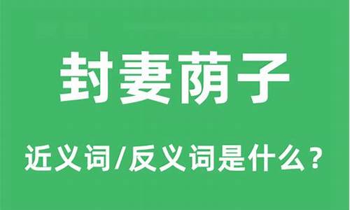 封妻荫子是什么意思是什么-封妻荫子是什么意思