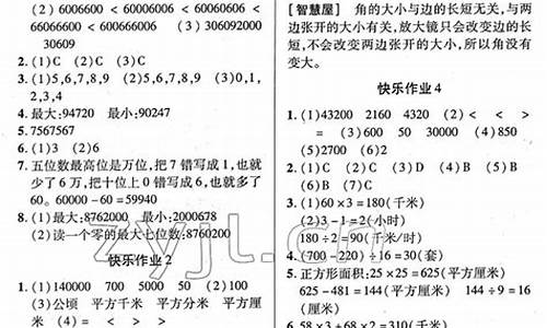 小学四年级寒作业答案江苏专用_小学四年级寒假作业答案