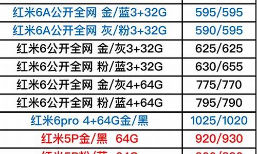 小米手机报价表明细