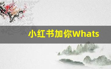 小红书加你WhatsApp