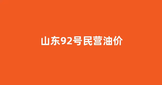 山东92号民营油价多少_山东92号民营油价