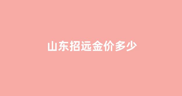 山东招远金价多少_招远金首饰价格