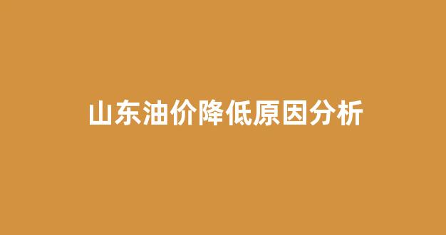 山东油价降低原因分析_山东油价为啥这么便宜