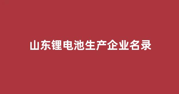 山东锂电池生产企业名录(山东做锂电池的企业排名)_https://www.nalian8.com_上交所_第1张